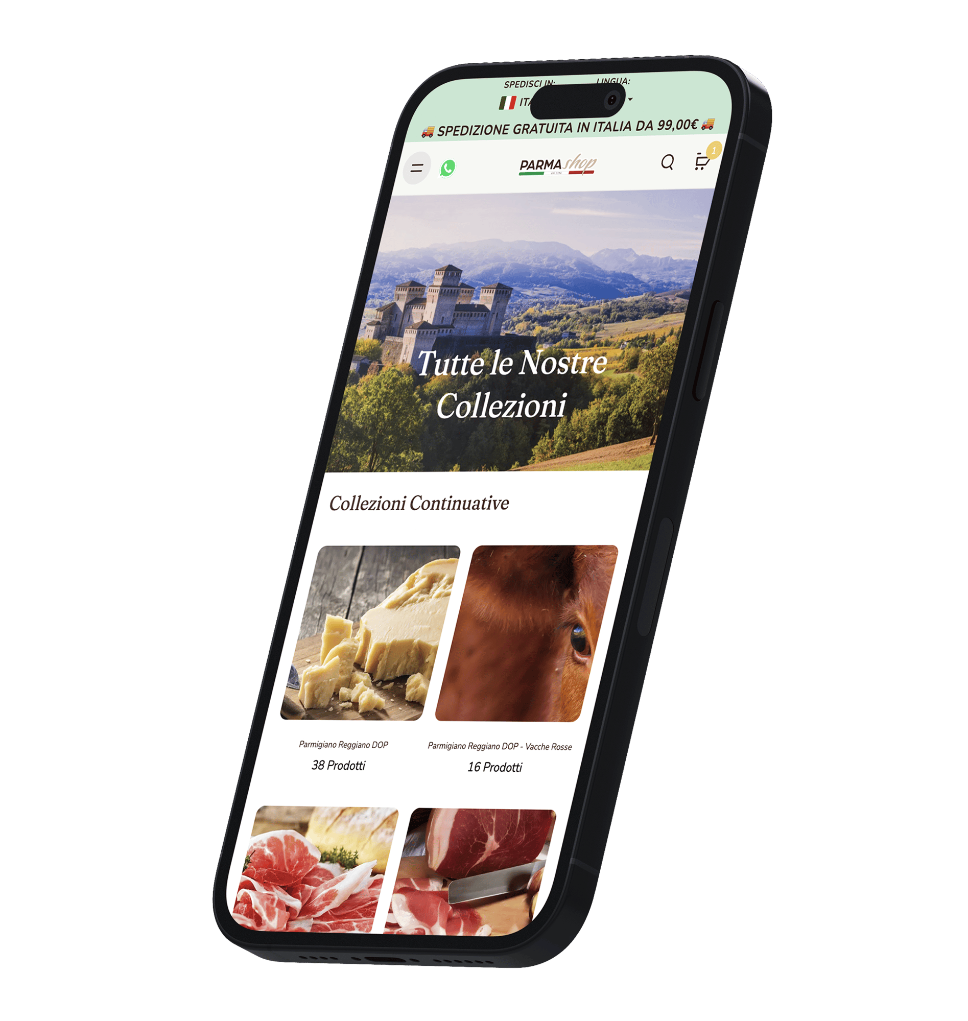 Template smartphone ecommerce alimentare