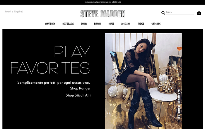 Steve madden italy - sito realizzato con shopify plus