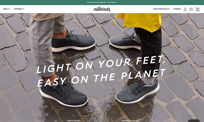 allbirds.co.uk -  sito realizzato con shopify plus