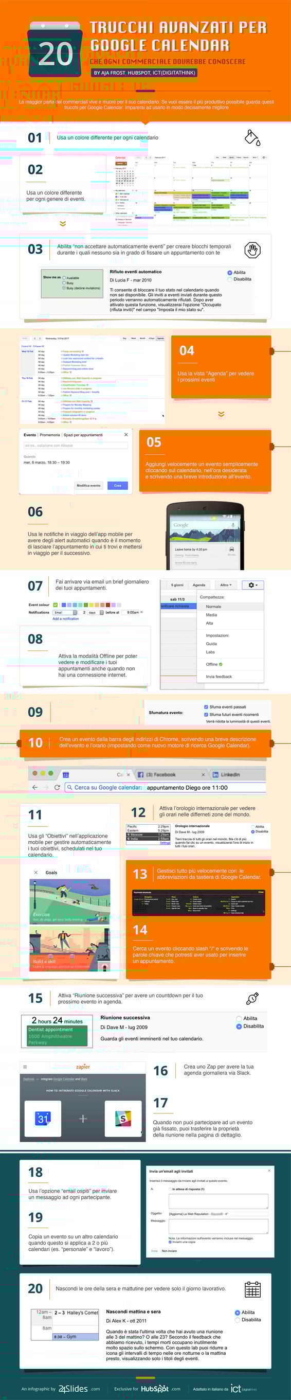 20 trucchi google calendar - infografica
