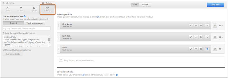 Form hubspot Embed