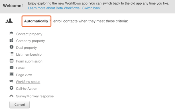 Hubspot workflow condizioni