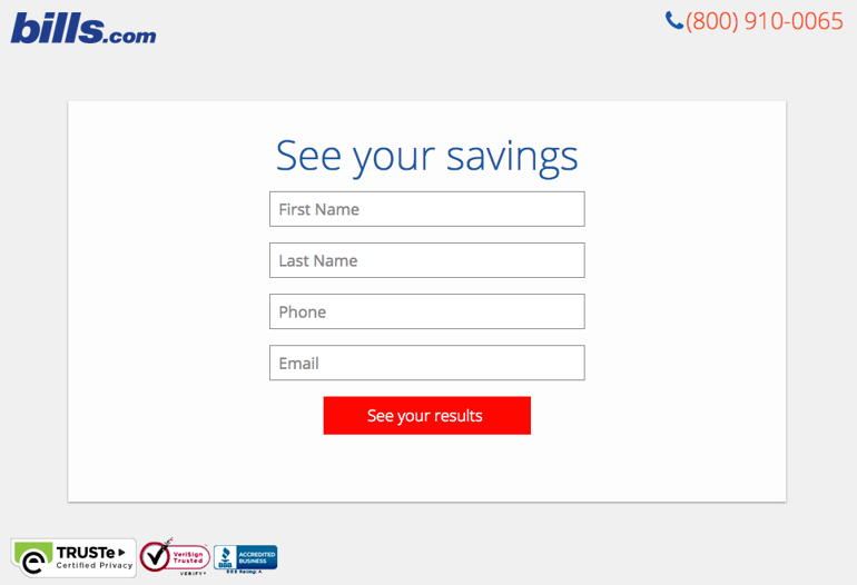 bills.com landing page esempio 3 bills.com landing page esempio 3