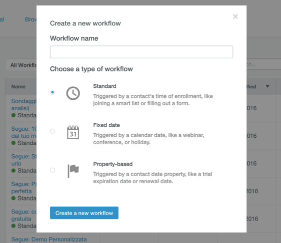 hubspot workflow tipologia