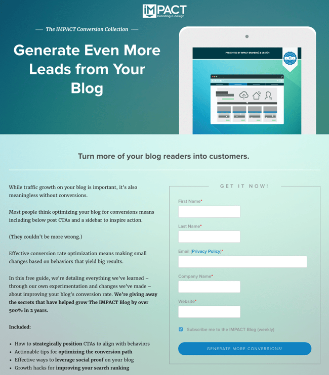 impact landing page esempio impact landing page esempio