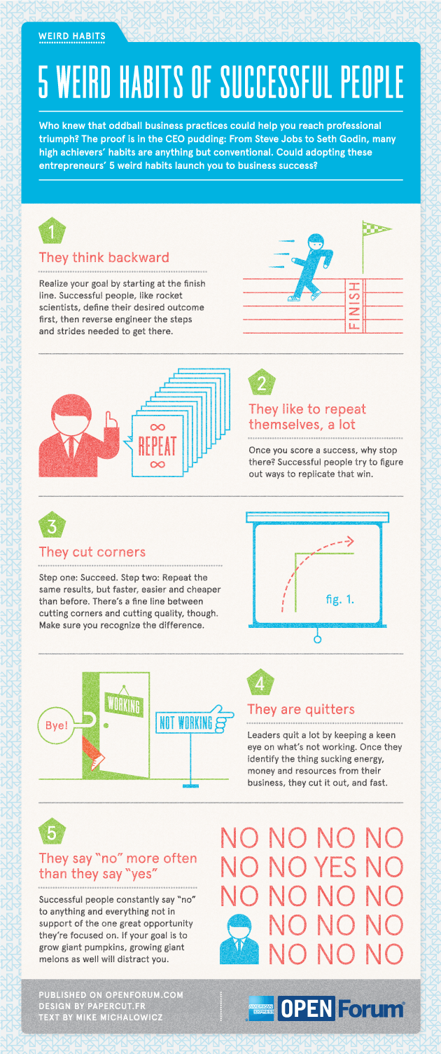 infografica 5 strane abitudini persone successo