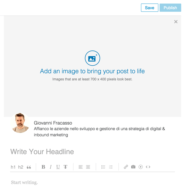 interfaccia blog linkedin