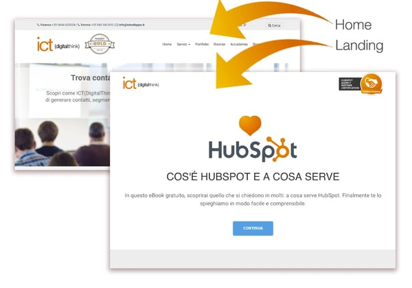 creare landing page - no navigazione