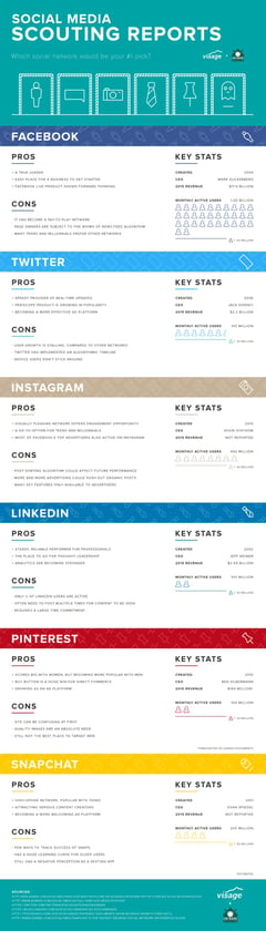 visage: infografica pro contro social network in inglese
