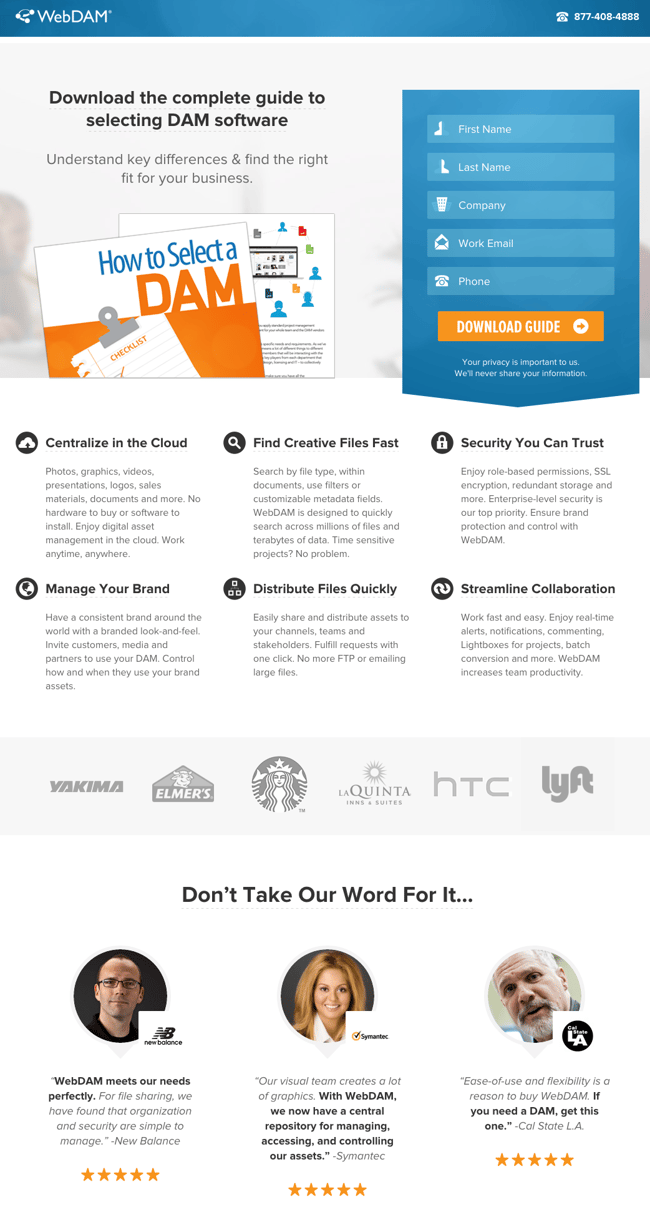 webdam landing page esempio webdam landing page esempio