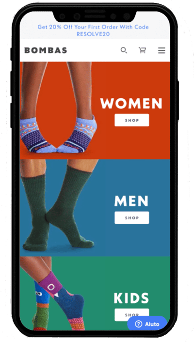 bombas mobile: sito realizzato con shopify plus