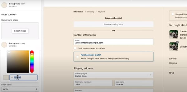checkout Shopify drag and drop