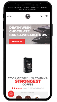 death wishcoffee - mobile . sito realizzato con shopify plus