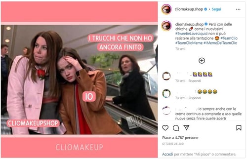 esempio clio makeup meme marketing