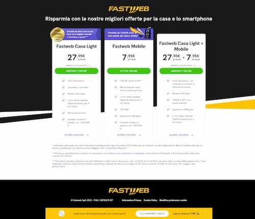 esempio landing page fastweb
