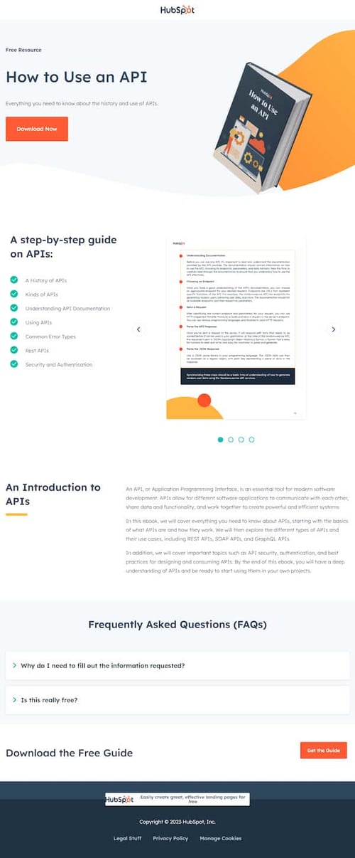 esempio landing page hubspot ebook