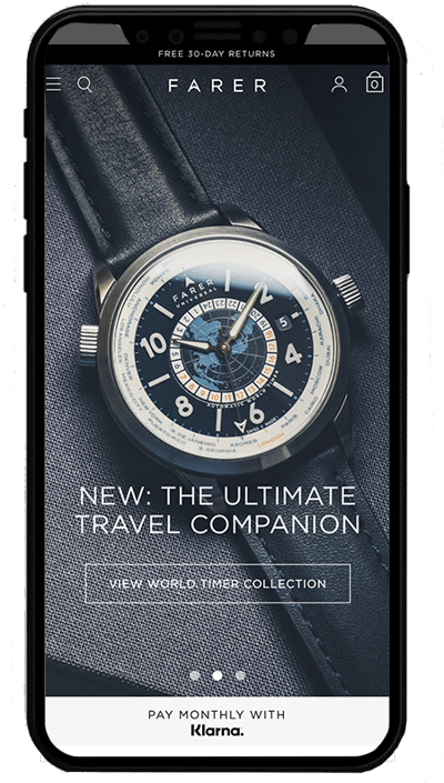 farer internation mobile - realizzato con Shopify plus