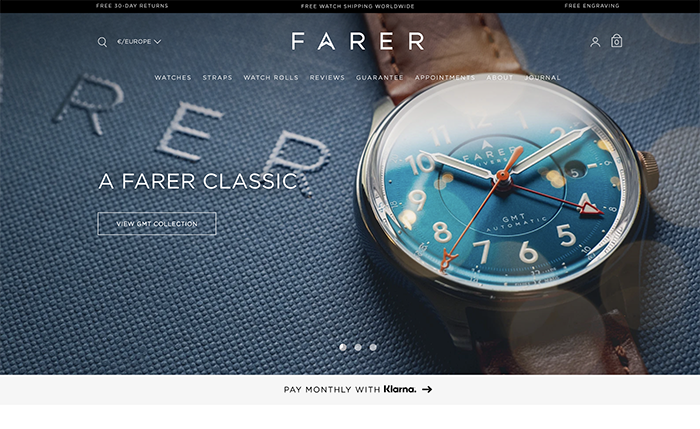 farer international - realizzato con Shopify plus