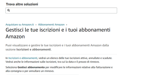schermata abbonamenti amazon