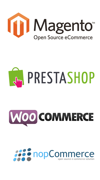 loghi ecommerce prestashop magento woocommerce nopcommerce