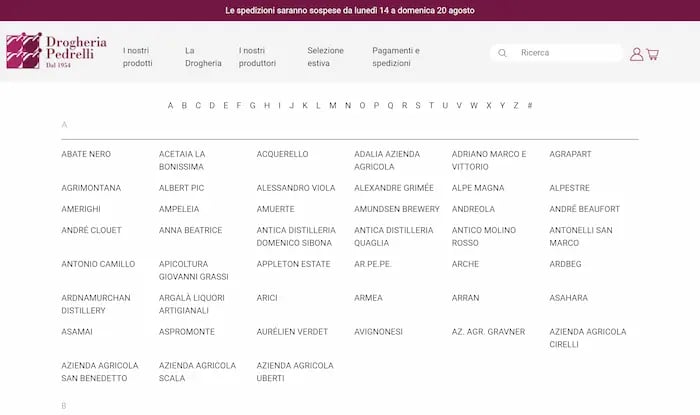 pedrelli.com pages produttori