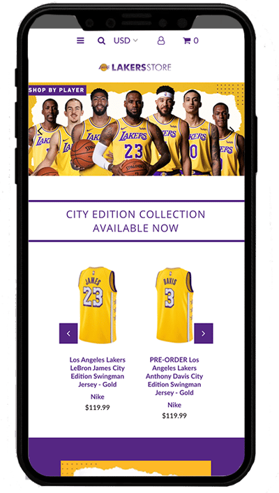 la lakers mobile - shopify plus store