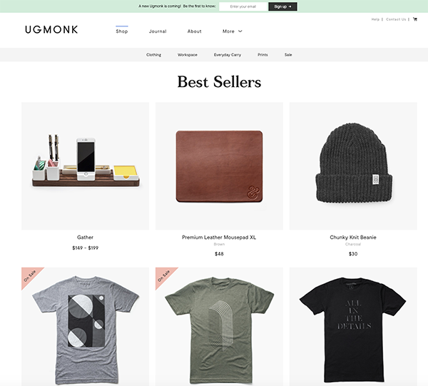 migliori ecommerce shopify:  01  ugmonk