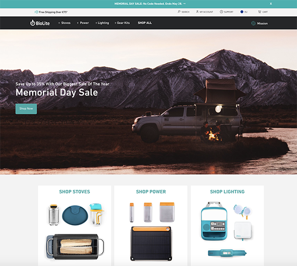 migliori ecommerce shopify :07 biolite