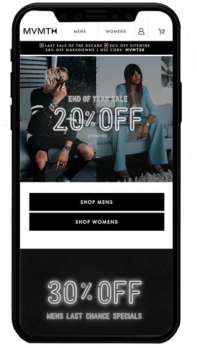 mvmt watches mobile - sito realizzato con Shopify plus