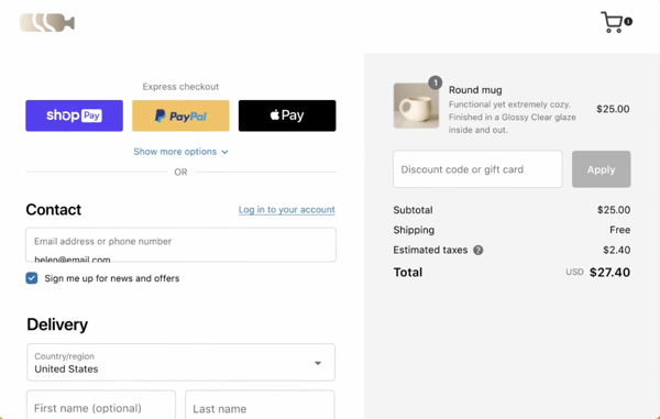 one pag checkout shopify