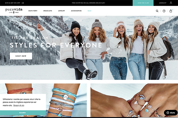 pura vida - sito con shopify plus