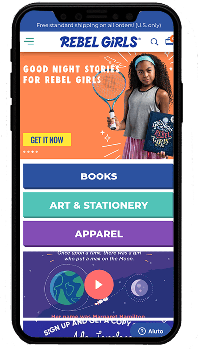 rebel girls mobile - sito realizzato con shopify plus