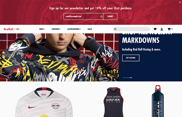 red bull shop us - sito realizzato con shopify plus