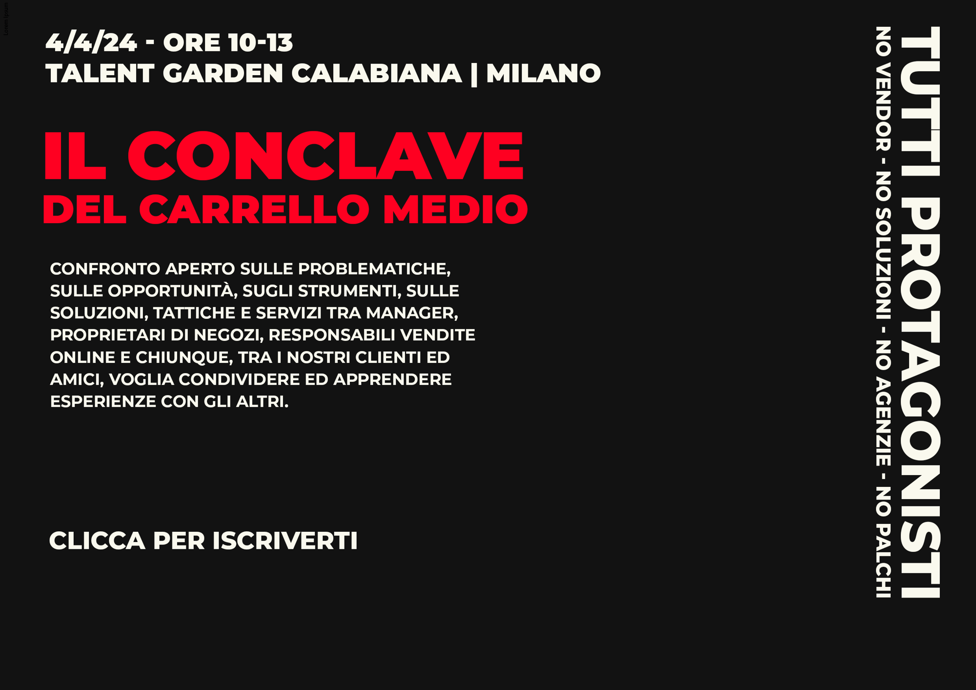 Il Conclave del carrello medio, evento