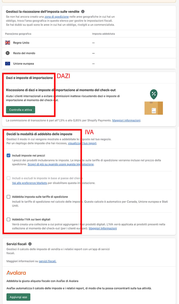 shopify markets - 2-impostazioni- imposte-dazi-generale