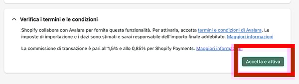 shopify markets - 7-impostazioni- Imposte e Dazi - attiva-Riscossione 05