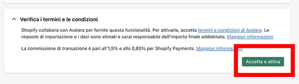 shopify markets - 7-impostazioni- Imposte e Dazi - attiva-Riscossione 05