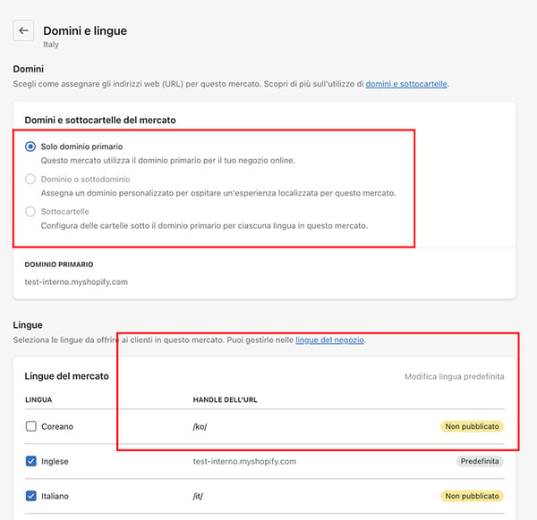 shopify markets - 7-impostazioni- mercati-gestisci-domini e lingue