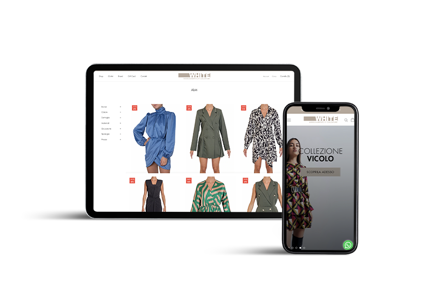 e-commerce white abbigliamento tablet - mobile