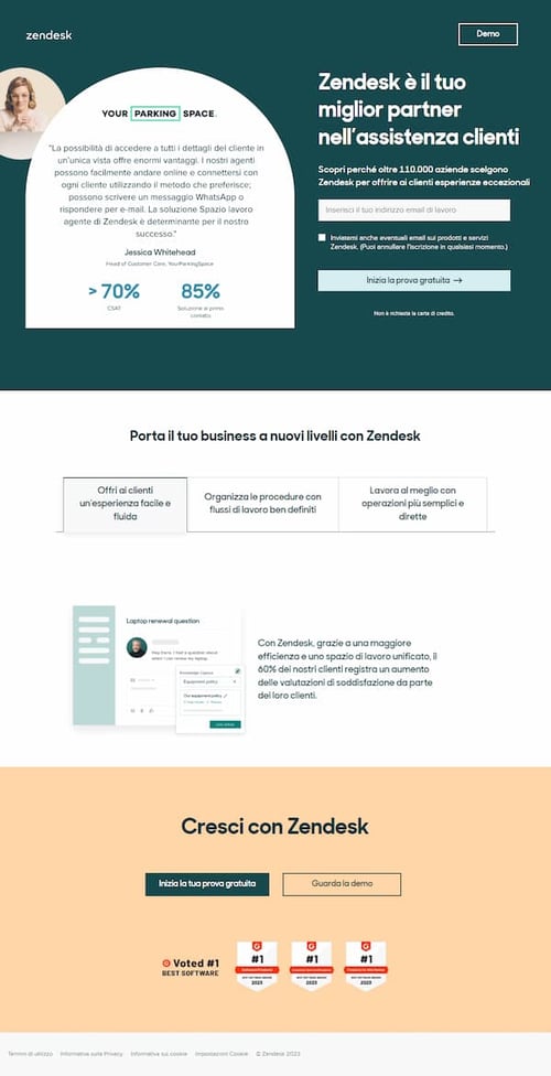 zendesk esempio landing parte 2