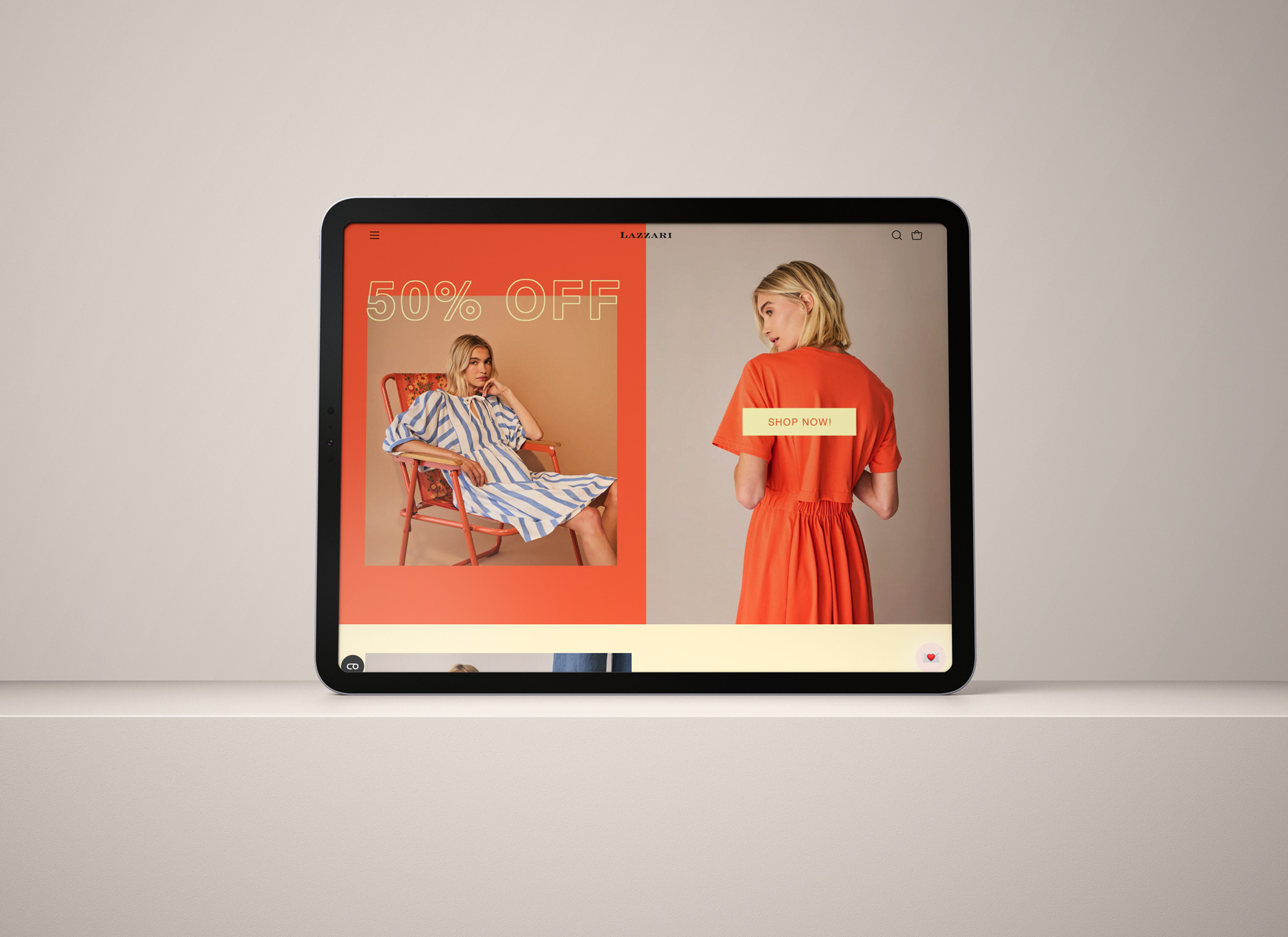 Mockup tablet homepage ecommerce moda