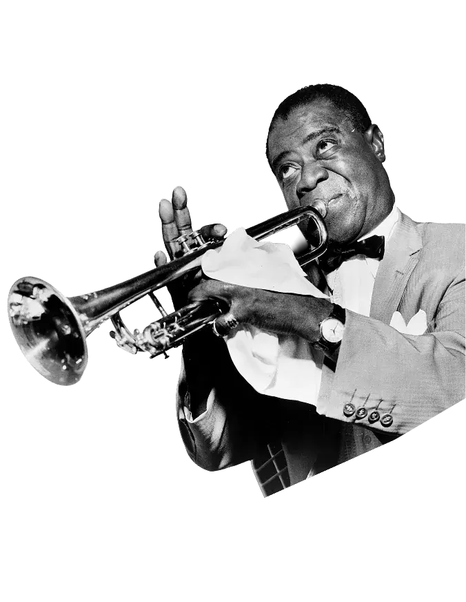 Louis Armstrong che suona la tromba