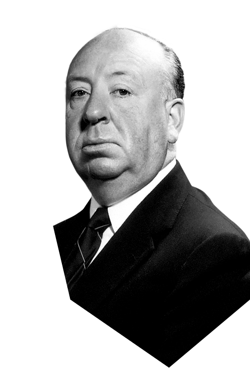 Alfred Hitchcock con espressione pensierosa